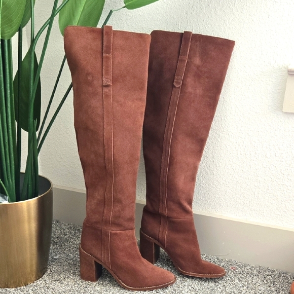 Madewell The Jimi Brown Suede Over The Knee Foldable High Boots Western Boho - Picture 1 of 16